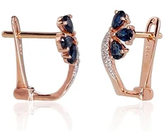 Diamond Sky Jewelry Auksiniai auskarai su deimantais ir safyrais „Imperatoriaus Karūna III“