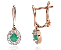 Diamond Sky Jewelry Auksiniai auskarai su deimantais ir smaragdais „Sofia IV“