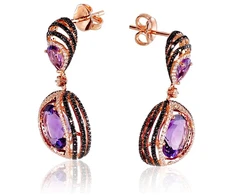 Diamond Sky Jewelry Auksiniai auskarai su deimantais ir ametistais „Žvaigždynas“