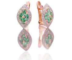 Diamond Sky Jewelry Auksiniai auskarai su deimantais ir smaragdais „Aleksandrija IV“