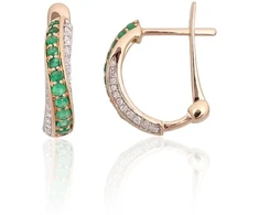 Diamond Sky Jewelry Auksiniai auskarai su deimantais ir smaragdais „Smaragdų melodija“