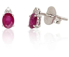 Diamond Sky Jewelry Auksiniai auskarai su deimantais ir rubinais „Notika“