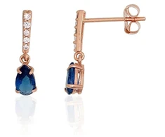 Diamond Sky Jewelry Auksiniai auskarai-vinukai su cirkoniais „Mėlynas Akcentas II“