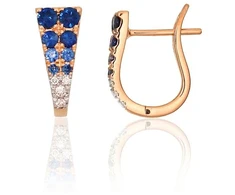 Diamond Sky Jewelry Auksiniai auskarai su deimantais ir safyrais „Skylar“