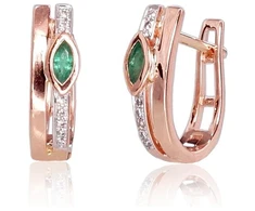 Diamond Sky Jewelry Auksiniai auskarai su deimantais ir smaragdais „Dangaus Dovana III“