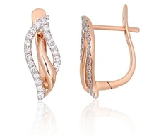 Diamond Sky Jewelry Auksiniai auskarai su deimantais „Auksinė Banga“