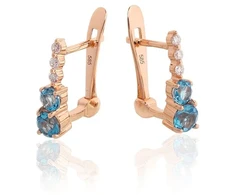Diamond Sky Jewelry Auksiniai auskarai su deimantais ir topazais „Jūros melodija“