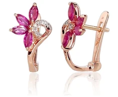 Diamond Sky Jewelry Auksiniai auskarai su deimantais ir rubinais „Crystallite IV“