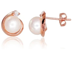 Diamond Sky Jewelry Auksiniai auskarai-vinukai su cirkoniais ir perlais „Galos IV“