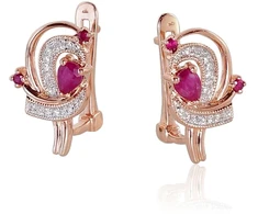 Diamond Sky Jewelry Auksiniai auskarai su deimantais ir rubinais „Grotex“