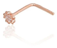 Diamond Sky Jewelry Auksinis nosies auskaras su cirkoniais „Auksinė Gėlė VII“