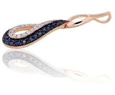 Diamond Sky Jewelry Auksinis pakabukas su deimantais ir safyrais „Princesės Ašara II“