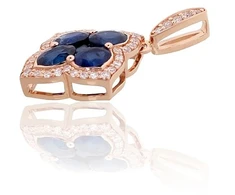 Diamond Sky Jewelry Auksinis pakabukas su deimantais ir safyrais „Deimantų Gėlė VIII“