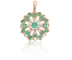 Diamond Sky Jewelry Auksinis pakabukas su deimantais ir smaragdais „Imperatorės Žiedas“