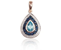 Diamond Sky Jewelry Auksinis pakabukas su deimantais, topazais ir safyrais „Royal“