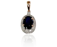 Diamond Sky Jewelry Auksinis pakabukas su deimantais ir safyrais „Saulutė V“
