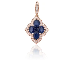 Diamond Sky Jewelry Auksinis pakabukas su deimantais ir safyrais „Deimantų Gėlė VIII“