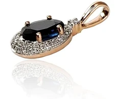 Diamond Sky Jewelry Auksinis pakabukas su deimantais ir safyrais „Saulutė V“