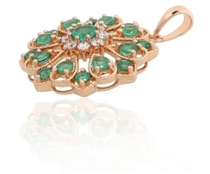 Diamond Sky Jewelry Auksinis pakabukas su deimantais ir smaragdais „Imperatorės Žiedas“