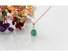 Diamond Sky Jewelry Auksinis pakabukas su deimantais ir smaragdais „Grakštumas III“