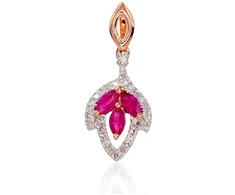 Diamond Sky Jewelry Auksinis pakabukas su deimantais ir rubinais „Aleksandrija II“