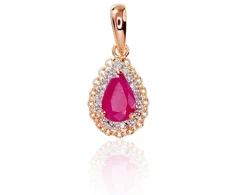 Diamond Sky Jewelry Auksinis pakabukas su deimantais ir rubinais „Renaissance III“