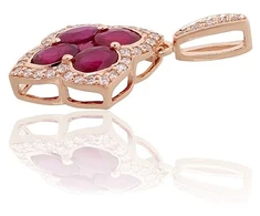 Diamond Sky Jewelry Auksinis pakabukas su deimantais ir rubinais „Deimantų Gėlė IX“