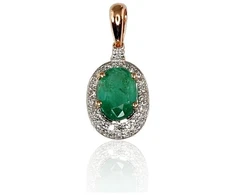 Diamond Sky Jewelry Auksinis pakabukas su deimantais ir smaragdais „Grakštumas III“