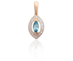 Diamond Sky Jewelry Auksinis pakabukas su deimantais ir topazais „Vandenyno Švytėjimas“