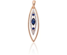 Diamond Sky Jewelry Auksinis pakabukas su deimantais ir safyrais „Princesės Ašara V“