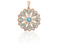 Diamond Sky Jewelry Auksinis pakabukas su deimantais ir topazais „Dangaus žiedas“