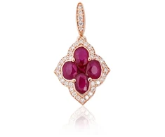 Diamond Sky Jewelry Auksinis pakabukas su deimantais ir rubinais „Deimantų Gėlė IX“