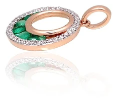 Diamond Sky Jewelry Auksinis pakabukas su deimantais ir smaragdais „Atėnė“