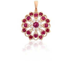 Diamond Sky Jewelry Auksinis pakabukas su deimantais ir rubinais „Raudonoji Žavesys“
