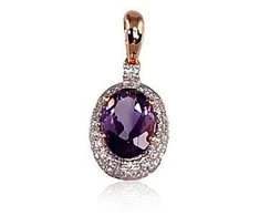 Diamond Sky Jewelry Auksinis pakabukas su deimantais ir ametistais „Saulutė“