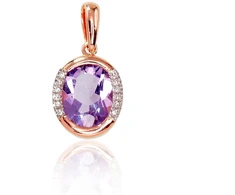 Diamond Sky Jewelry Auksinis pakabukas su deimantais ir ametistais „Femme Fatale II“