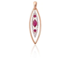 Diamond Sky Jewelry Auksinis pakabukas su deimantais ir rubinais „Princesės Ašara VI“