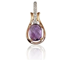 Diamond Sky Jewelry Auksinis pakabukas su deimantais ir ametistais „Grakštumas“