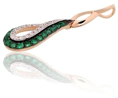 Diamond Sky Jewelry Auksinis pakabukas su deimantais ir smaragdais „Princesės Ašara“