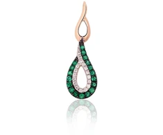 Diamond Sky Jewelry Auksinis pakabukas su deimantais ir smaragdais „Princesės Ašara“