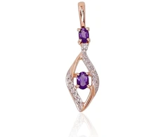 Diamond Sky Jewelry Auksinis pakabukas su deimantais ir ametistais „Daina“