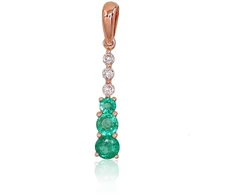 Diamond Sky Jewelry Auksinis pakabukas su deimantais ir smaragdais „Kamelija IV“