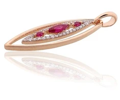 Diamond Sky Jewelry Auksinis pakabukas su deimantais ir rubinais „Princesės Ašara VI“