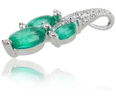 Diamond Sky Jewelry Auksinis pakabukas su deimantais ir smaragdais „Emerald Vine“