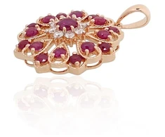 Diamond Sky Jewelry Auksinis pakabukas su deimantais ir rubinais „Raudonoji Žavesys“