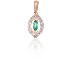 Diamond Sky Jewelry Auksinis pakabukas su deimantais ir smaragdais „Aleksandrija IV“
