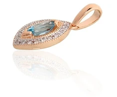 Diamond Sky Jewelry Auksinis pakabukas su deimantais ir topazais „Vandenyno Švytėjimas“
