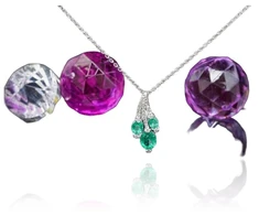 Diamond Sky Jewelry Auksinis pakabukas su deimantais ir smaragdais „Emerald Vine“