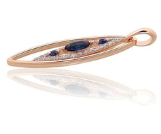 Diamond Sky Jewelry Auksinis pakabukas su deimantais ir safyrais „Princesės Ašara V“