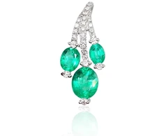 Diamond Sky Jewelry Auksinis pakabukas su deimantais ir smaragdais „Emerald Vine“